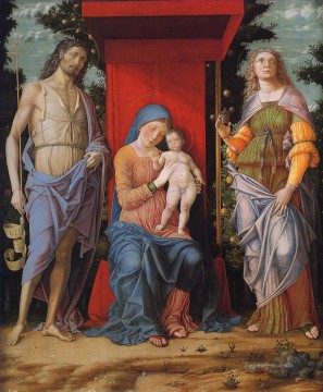  Mantegna Canvas - Virgin and child with the Magdalen and St John the Baptist Renaissance painter Andrea Mantegna